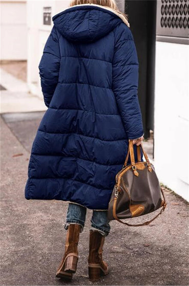 Winter quilted jacket with hood for women