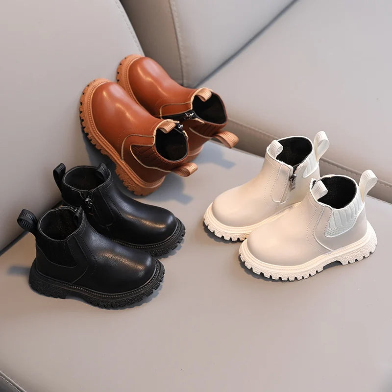 MiniBrit Kinderstiefel aus Rutschfestem Leder