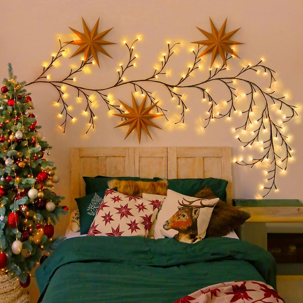 Solar-powered wall decor light chain