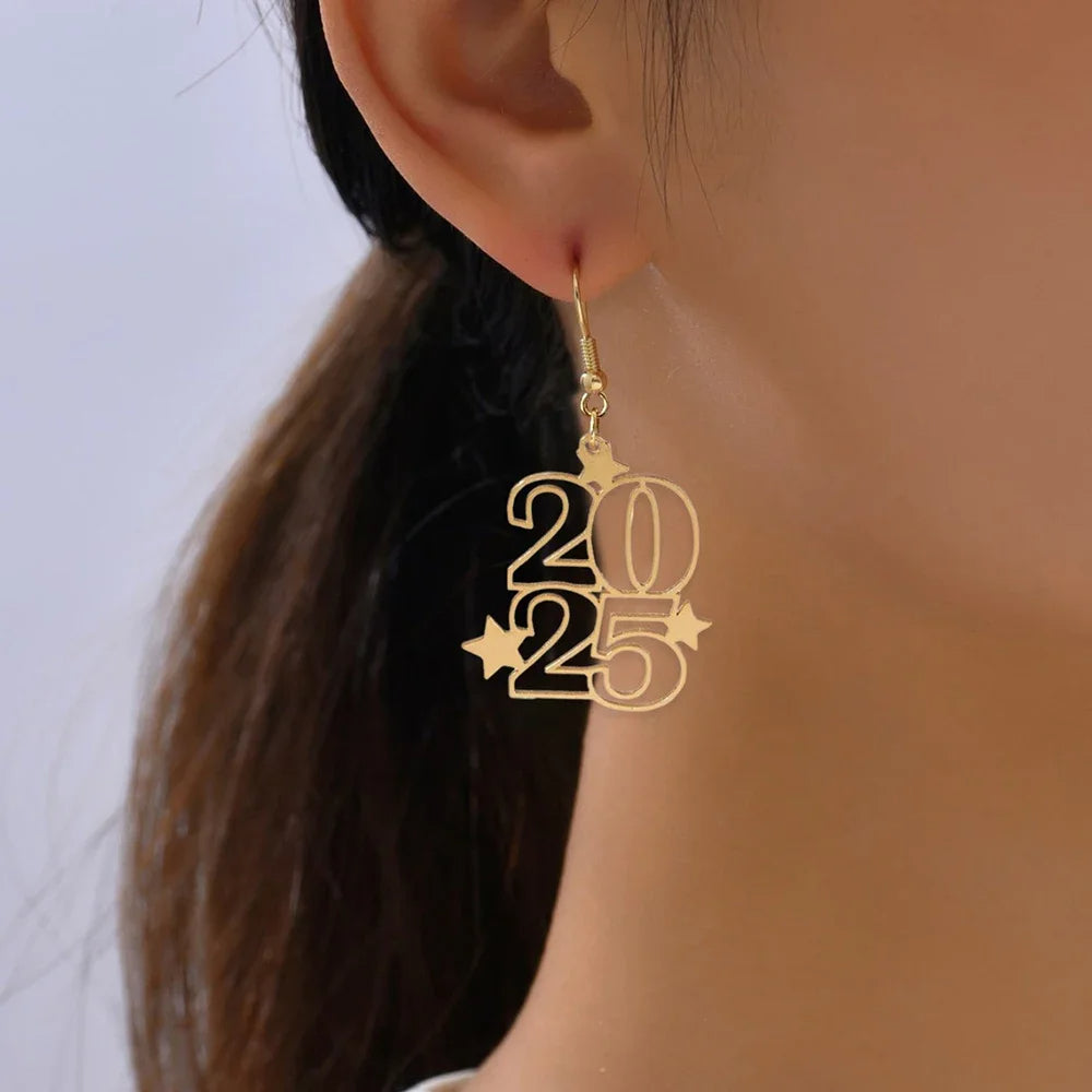 2025 stars-number earrings