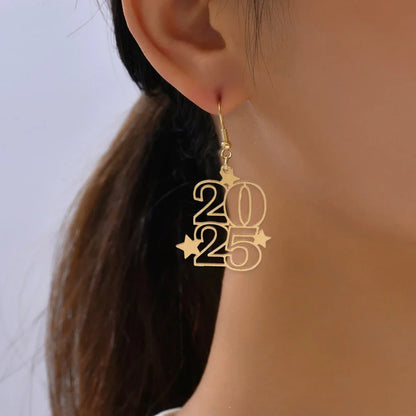 2025 stars-number earrings