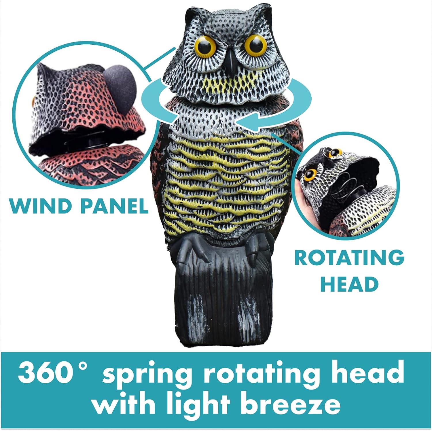 ScareOwl™ - Rotating Head Owl Decoy - Rotating Head Owl Keeps Watch! [Last Day Discount]