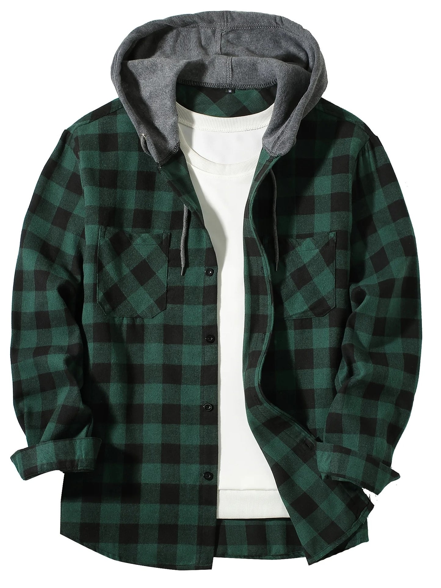 Checkered hooded shirt