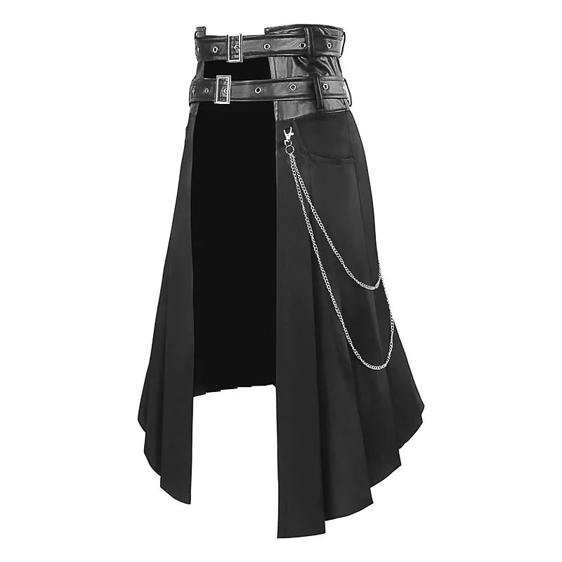 Gothic wrinkle skirt with chain details and buckles