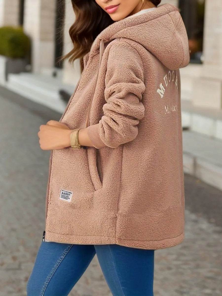 Fleece-lined hooded jacket