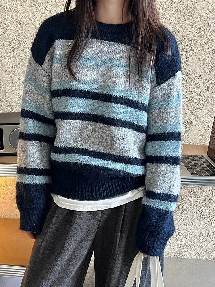 Striped knitting sweater