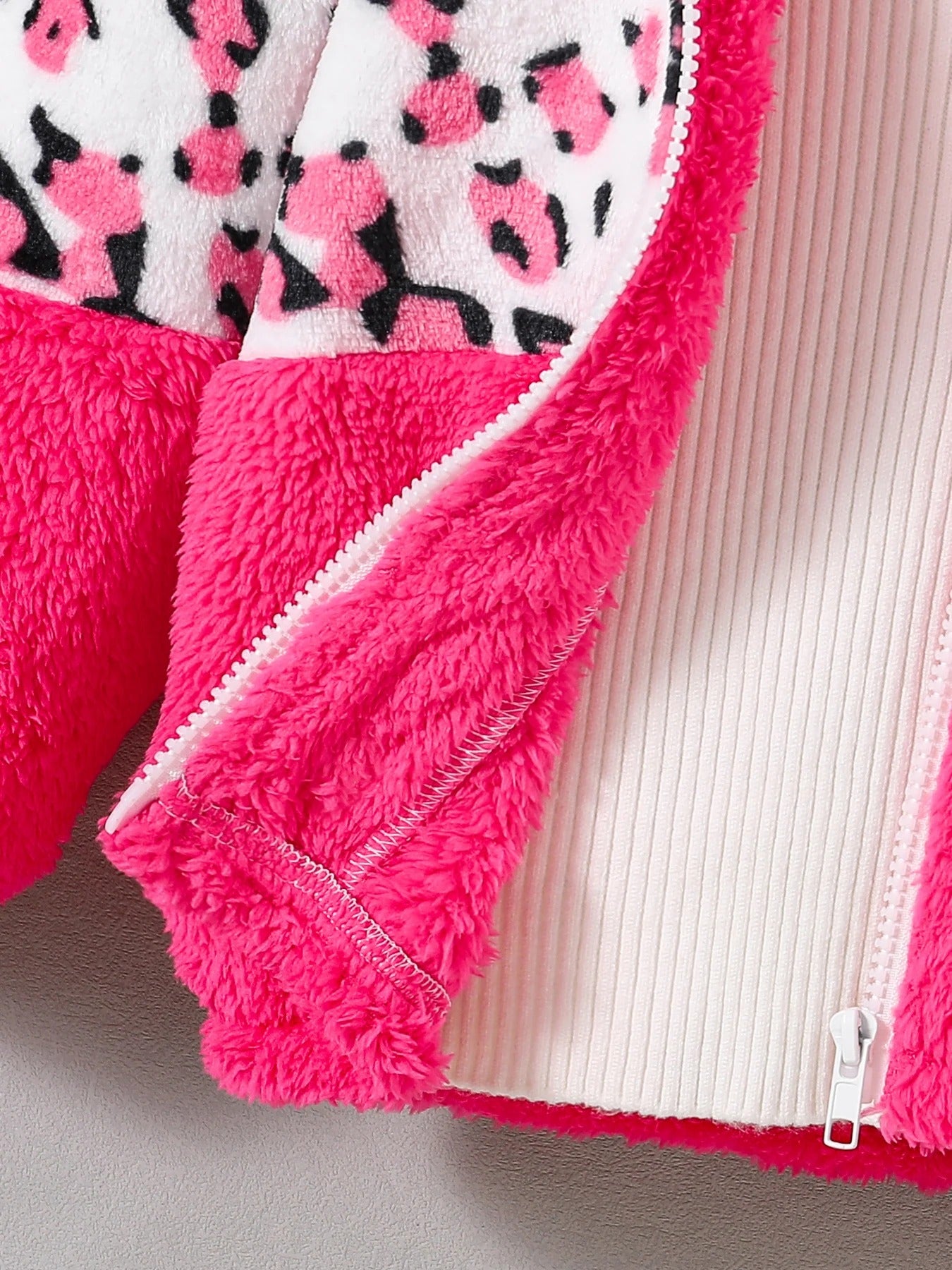 Children pink plush sweaters