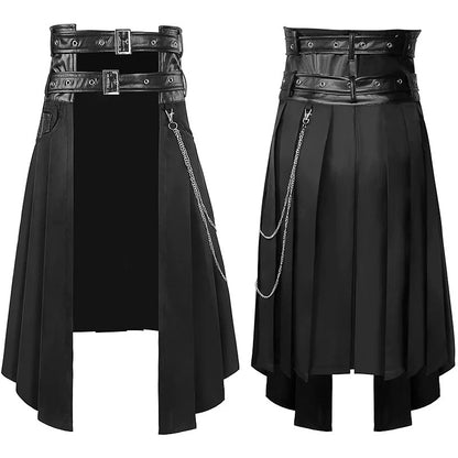 Gothic wrinkle skirt with chain details and buckles