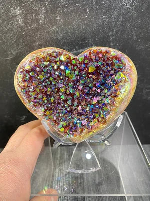 Aura™ - Angel Aura Heart Shaped Rainbow Crystal Cluster [Last Day Discount] 