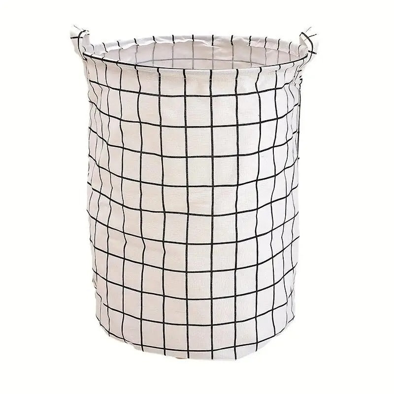 Foldable laundry basket with a modern check pattern