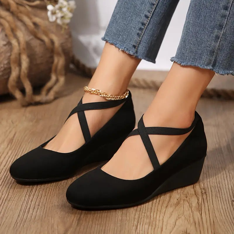 Ninon - Casual slip-on platform wedge with elastic band 