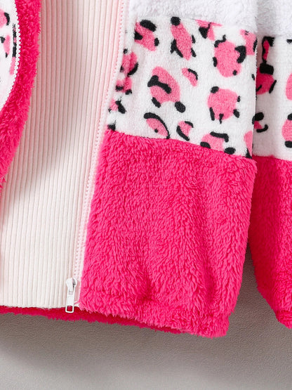 Children pink plush sweaters