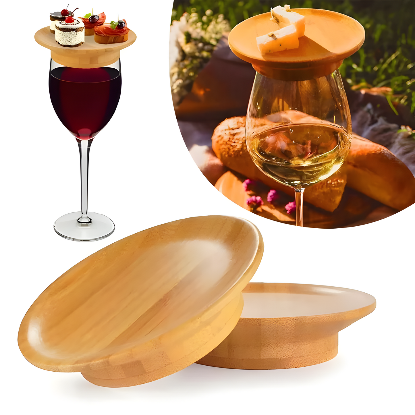 Bamboo coasters for wine glasses