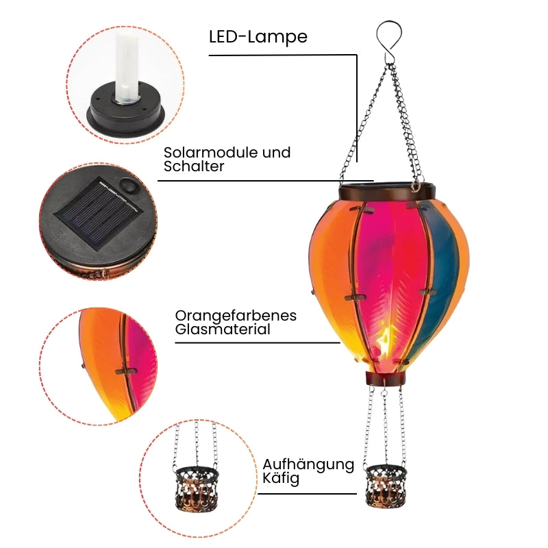 Solar Lanterns - Hot Air Balloon with Flame Effect