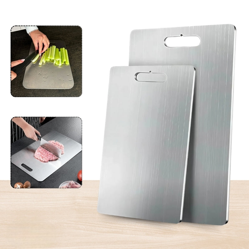 AntiBakterium - Antibacterial stainless steel cutting board with handle (Last day discount)