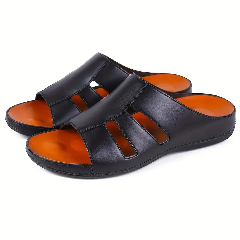 Aniek - Men's open slide with PU leather top