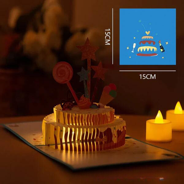 Pop-Up 3D Greeting Card™ Automatic music playback with warm LED light