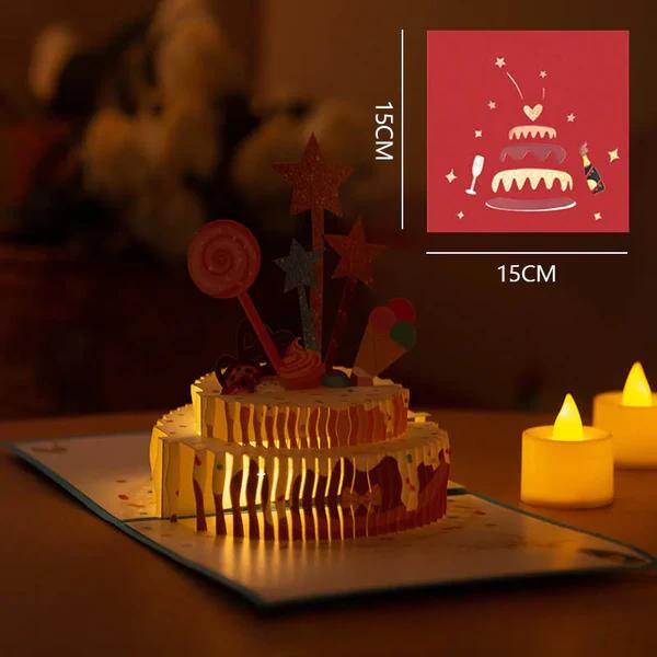 Pop-Up 3D Greeting Card™ Automatic music playback with warm LED light