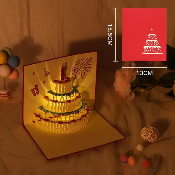 Pop-Up 3D Greeting Card™ Automatic music playback with warm LED light