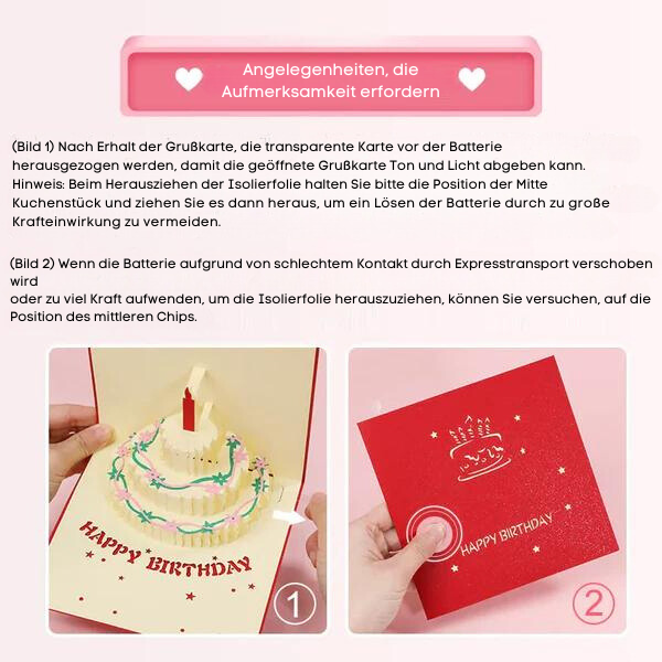 Pop-Up 3D Greeting Card™ Automatic music playback with warm LED light