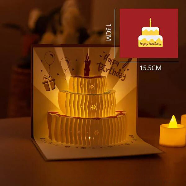 Pop-Up 3D Greeting Card™ Automatic music playback with warm LED light