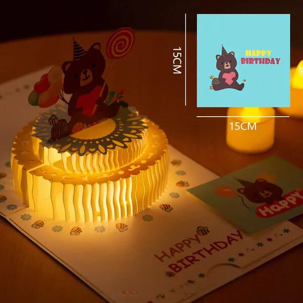 Pop-Up 3D Greeting Card™ Automatic music playback with warm LED light