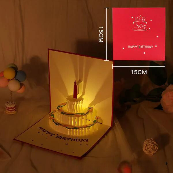 Pop-Up 3D Greeting Card™ Automatic music playback with warm LED light