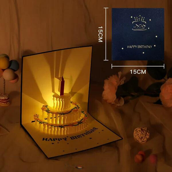 Pop-Up 3D Greeting Card™ Automatic music playback with warm LED light