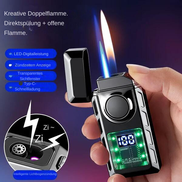 DoppelFlam | Rechargeable lighter with colored lights