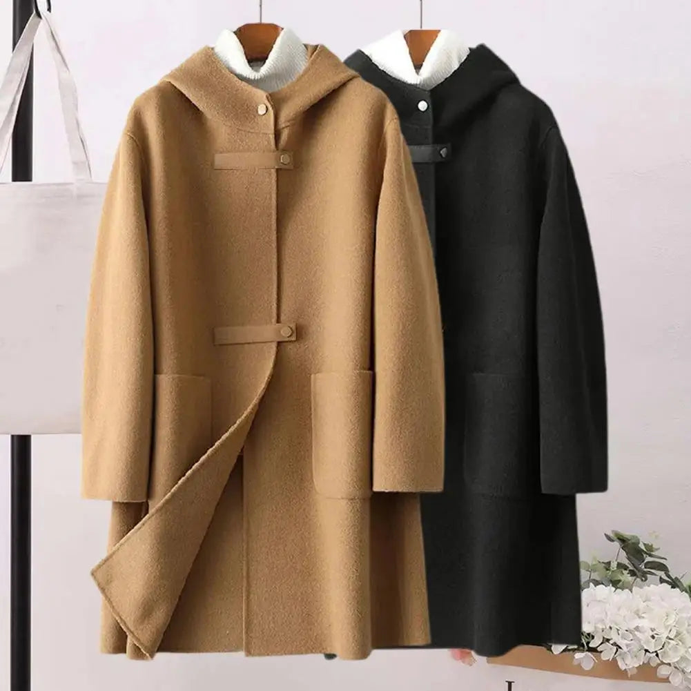 Eliza - Fashionable double-sided cashmere jacket with hood for women