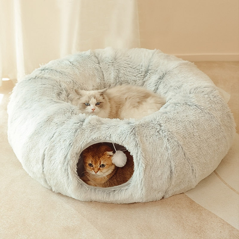 PlushParadise™ - 2-in-1 Round Cat Bed and Tunnel Toy [Last Day Discount]