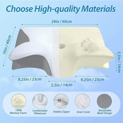 Ergonomic pillow with memory foam