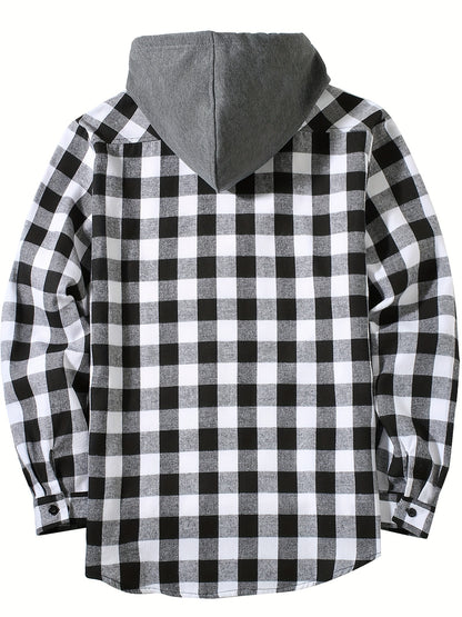 Checkered hooded shirt