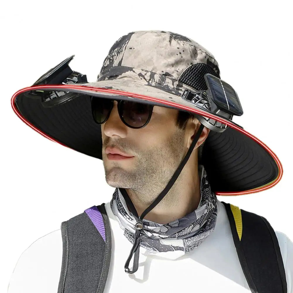 SolarCool - Solar Fan Fisherman Hat - Solar Power &amp; USB Charging [Last Day Discount] 