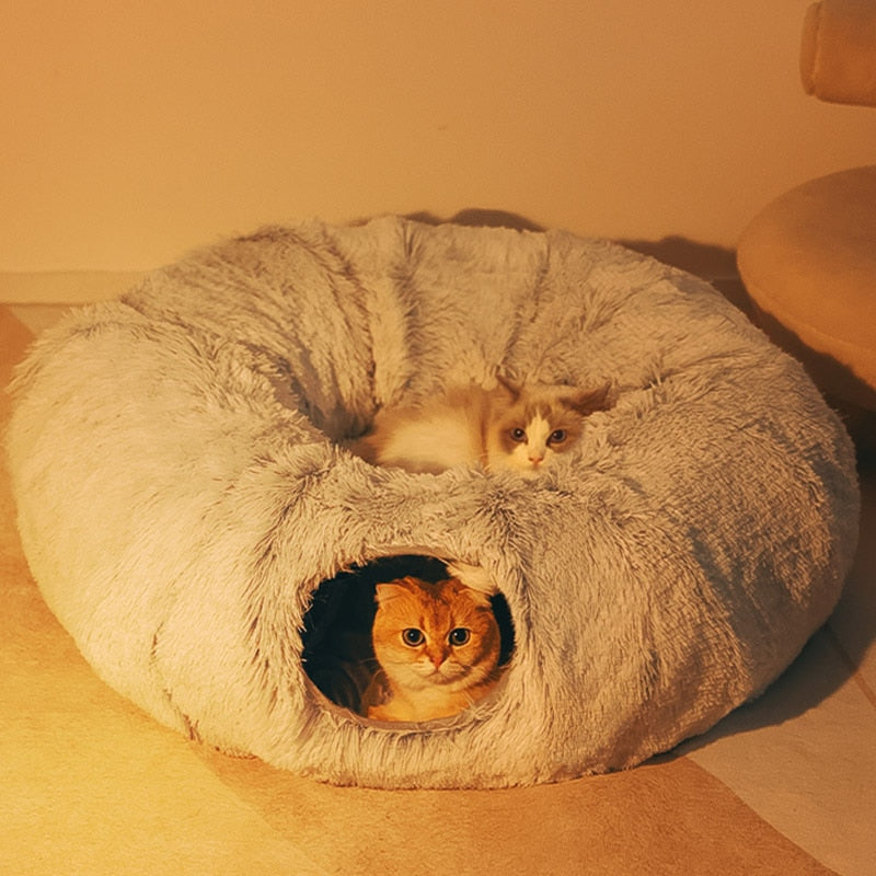 PlushParadise™ - 2-in-1 Round Cat Bed and Tunnel Toy [Last Day Discount]