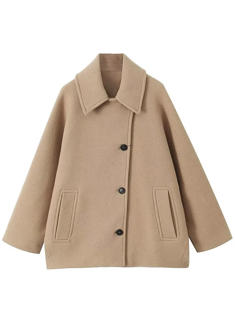 Nerila - Solid coat with turn-down collar 