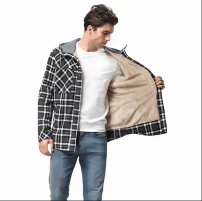 Fleece fed jacket with a flannel pattern