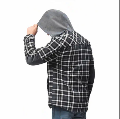 Fleece fed jacket with a flannel pattern