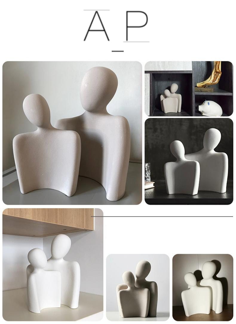 Cuddle Couple | Abstract Ceramic Sculpture – Timeless Elegance and Love