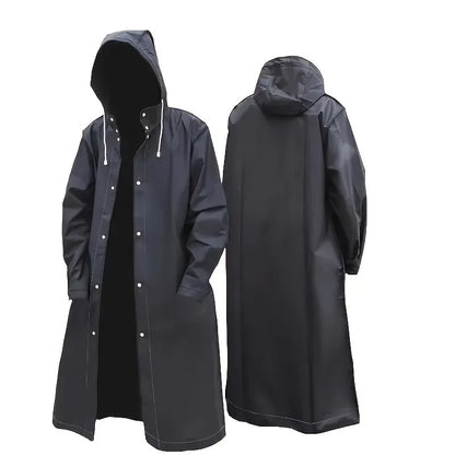 Waterproof long raincoat with hood