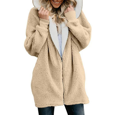 Winter fleece-hoodie sweater for women