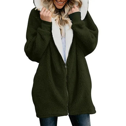 Winter fleece-hoodie sweater for women