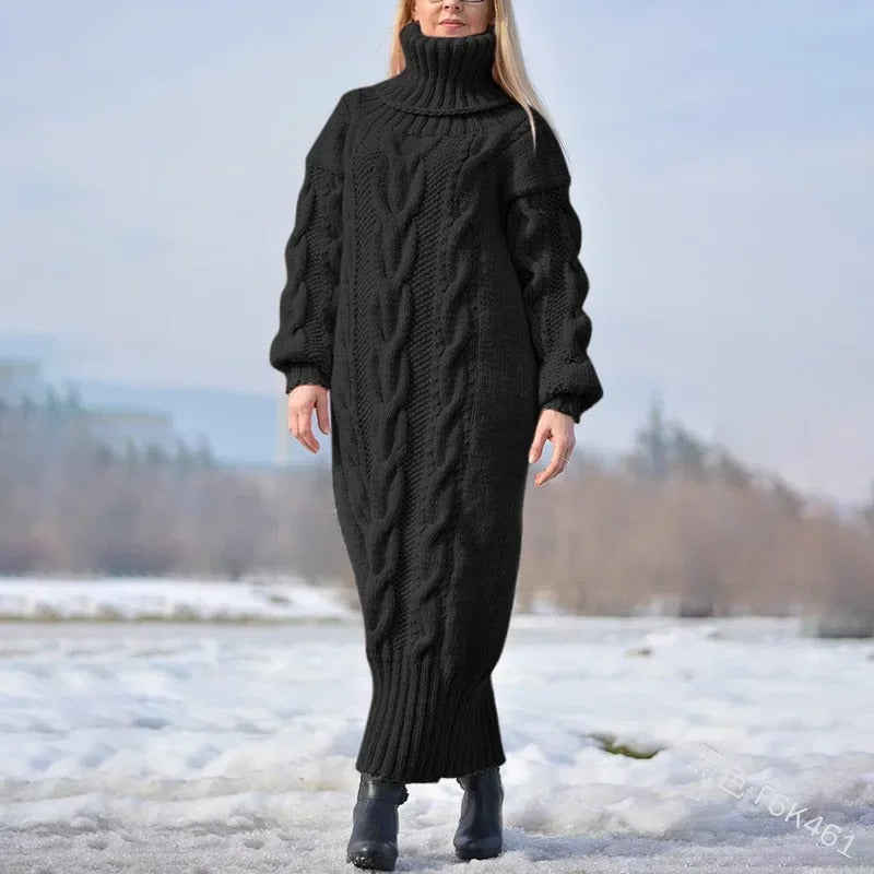 Dicker und Warmer Pullover-Kleid