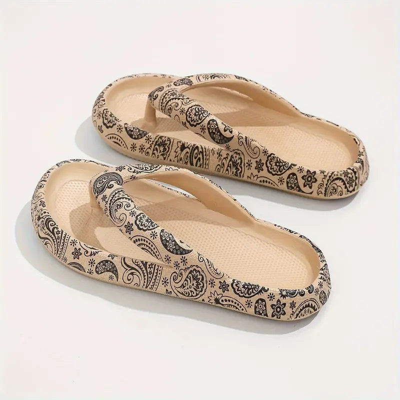 Cerma - Bohemian Bliss Paisley Print Platform Slippers