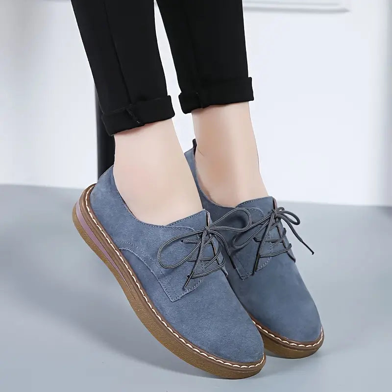 Liz - Plain low top flat loafers with neat lace-up detail (Last day discount)