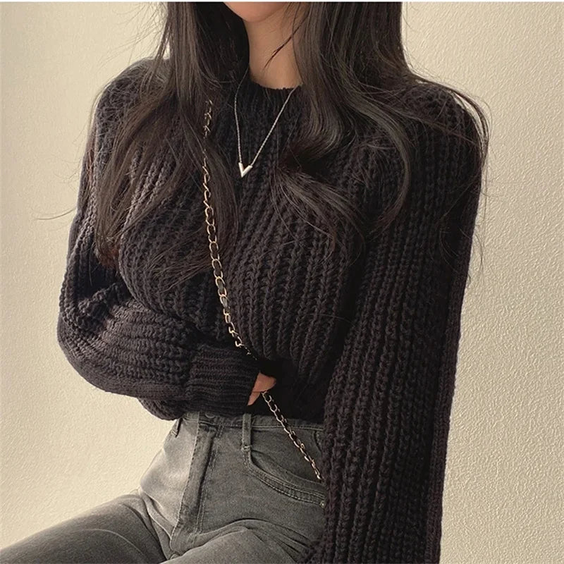 Cozy charm sweater with lantern sleeves