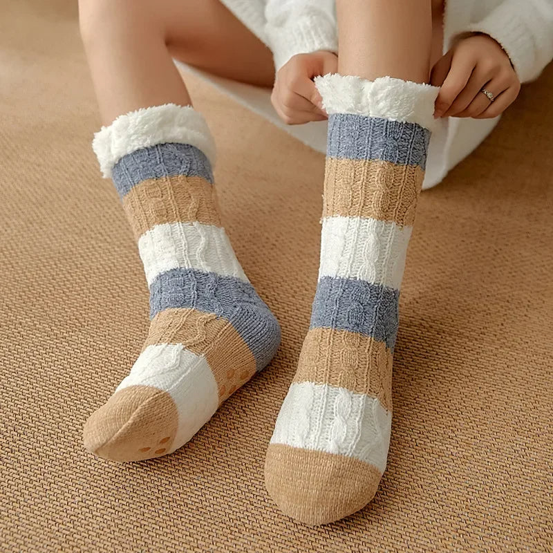 Non-slip indoor plush socks for women