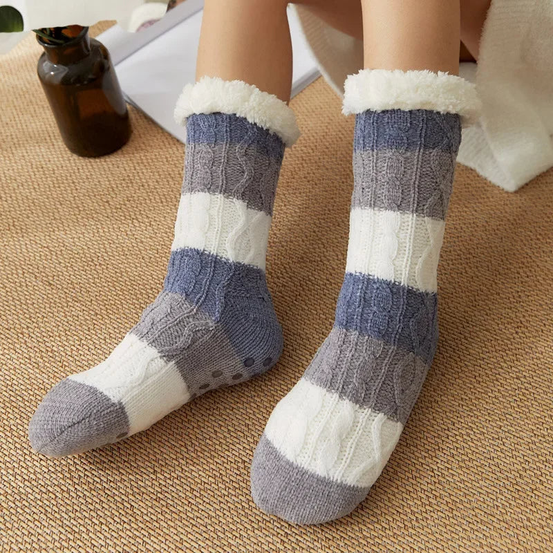 Non-slip indoor plush socks for women