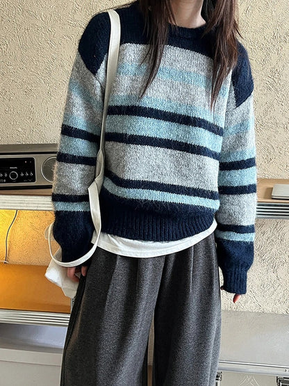 Striped knitting sweater