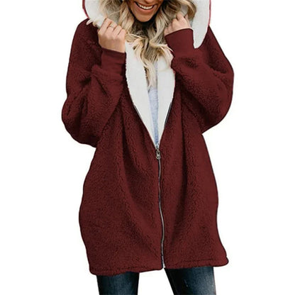 Winter fleece-hoodie sweater for women